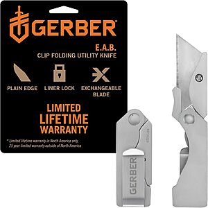 Gerber Gear EAB Original Clip Folding Stainless Steel Utility Knife $9 