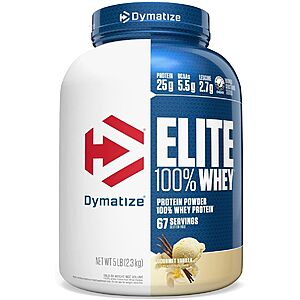 Select Accounts: 5-Lbs Dymatize Elite 100% Whey Protein Powder (Vanilla) $44.50 w/ Subscribe & Save + Free S/H