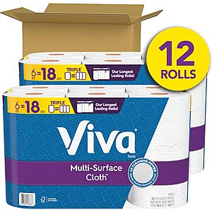 12-Pack 165-Sheets Viva Multi-Surface Cloth Triple Roll Paper Towels $18 w/ Subscribe & Save