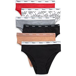 6-Pack Hanes Womens Originals Hi-Leg Breathable Stretch Cotton Underwear $8.65 