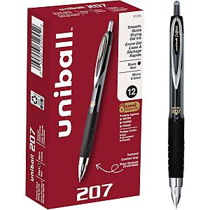 12-Pack uni-ball 207 0.5mm Micro Point Retractable Gel Pens (Black) $8.25 w/ Subscribe & Save