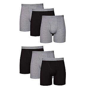 Prime Members: 6-Pk Hanes Men's Boxer Briefs (Black/Gray) $11.10 