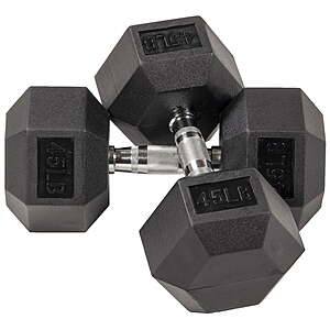 BalanceFrom Rubber Encased Hex Dumbbells: 45 lbs Pair $76