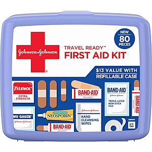 80-Pc Band-Aid Brand Travel Ready Portable Emergency First Aid Kit