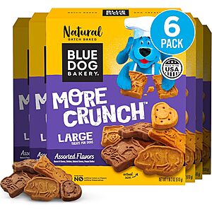 Blue Dog Bakery More Crunch Large Dog Treats Assorted Flavors 6-Pack