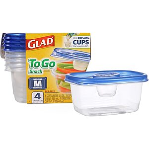 GladWare To Go Medium Rectangle Food Storage Containers With Dressing Cups