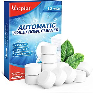 Vacplus Toilet Bowl Cleaning Tablets 12-Pack