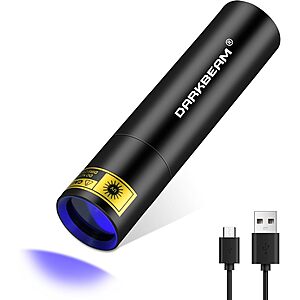 DARKBEAM 365nm UV Rechargeable Black Light Flashlight $7.15