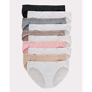 10-Pack Hanes Women's Tagless Cotton Underwear (Bikini, Briefs, High Cut) $12