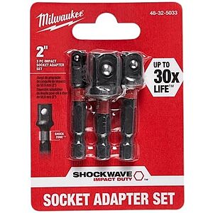 Select Locations: 3-Pc Milwaukee SHOCKWAVE Impact Socket Adapter Set