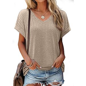 JUSTFASHIONNOW V-Neck Dolman Short Sleeve Shirt (Various Colors) from