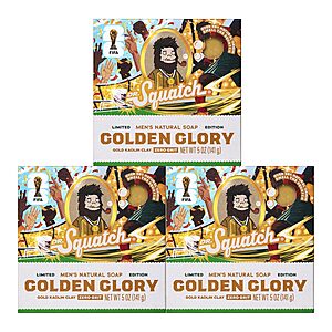 3-Pack 5-Oz Dr. Squatch Golden Glory FIFA World Cup 2026 Men's Bar Soap