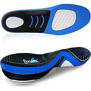 FEELLIFE Plantar Fasciitis Relief Arch Support Gel Shoe Insoles (2 Colors) $13 