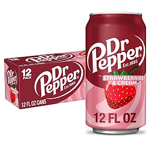12-Pk 12-Oz Dr Pepper Strawberries & Cream Soda Pop Beverage 3 for $13.75 w/ S&S