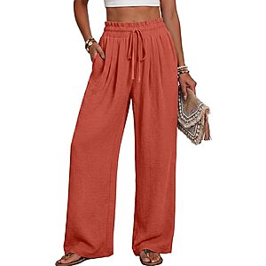 Women's High Waisted Wide Leg Palazzo Pants w/ Pockets