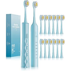 Aneebart USB Rechargeable Electric Toothbrush with 12-Heads