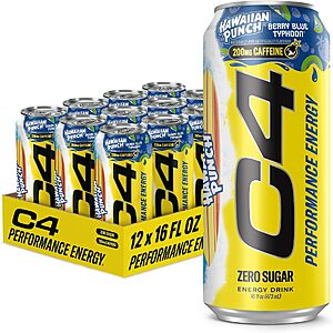 12-Pk 16-Oz C4 Performance Energy Drink (Hawaiian Punch Berry Blue Typhoon) $9.50 or less w/ S&S