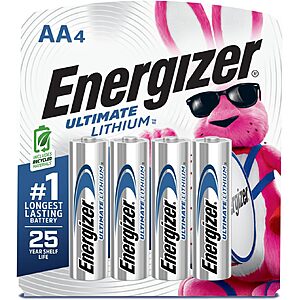 [SnS, AC] $6.88* | 4-Ct Energizer Ultimate Lithium AA Batteries at Amazon ($1.72 each)