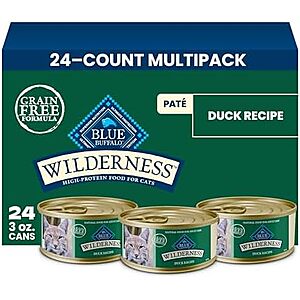 Sel Accts: 24-Ct 3-Oz Blue Buffalo Wilderness Duck Paté Grain-Free Wet Cat Food $14.10 w/ S&S