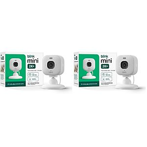 2-Pk. Blink Mini 2K+ Compact Plug-In 2K Security Cameras w/ Color Night Vision $31 