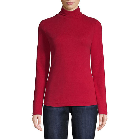 St John S Bay Apparel Womens Turtleneck Long Sleeve T Shirt