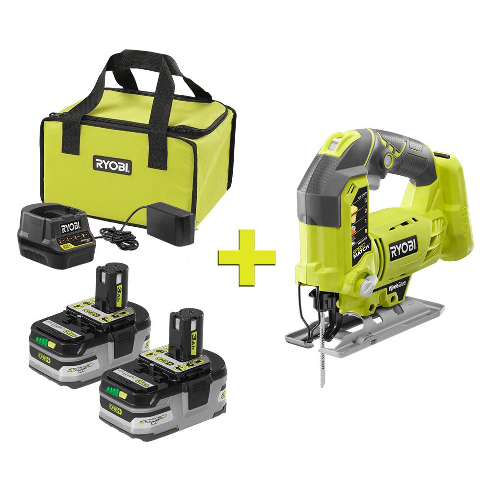 Ryobi 2 Pack 18v One Lithium Hp 3 0 Ah Battery Kit Orbital Jig
