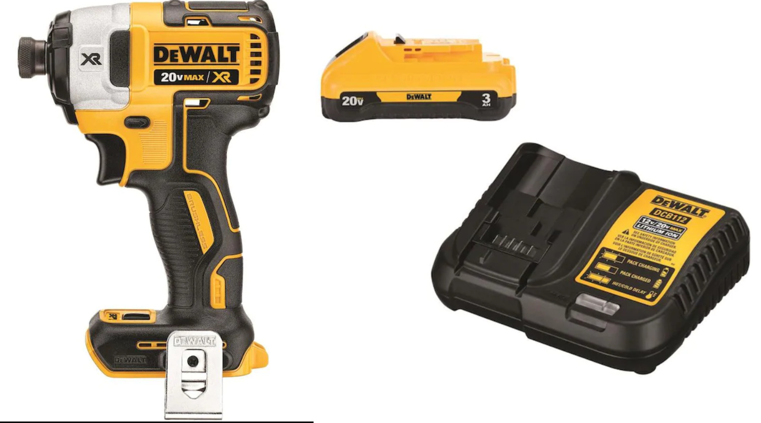 Dewalt Xr 20v Max 1 4 Brushless Impact Driver 20v 3ah Batt Charger