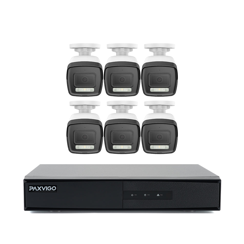 Paxvigo 8 channel POE NVR with 6x 5mp/3K ip bullet cameras ESK510 $248
