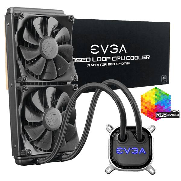 EVGA CLC 280mm All-In-One RGB LED CPU Liquid Cooler (LGA 1700 Kit included) EVGA store $69.99