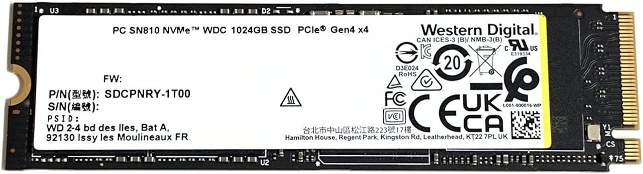 1TB WD SN810 Gen4 x4 PCIe 4.0 NVMe M.2 2280 Solid State Drive SDCPNRY-1T00 - $43.20
