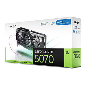 PNY NVIDIA GeForce RTX 5070 OC Triple Fan, Graphics Card 12GB GDDR7 - 9.00 + Free Shipping