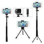 Mystery 2in1 Telescoping Selfie Stick with Tripod Stand for GoPro Hero 6/5/4/3+/3/2/1/Session Cameras, SJCAM AKASO Xiaomi Yi, Compact Cameras and Cell Phones -- $7.99 AC
