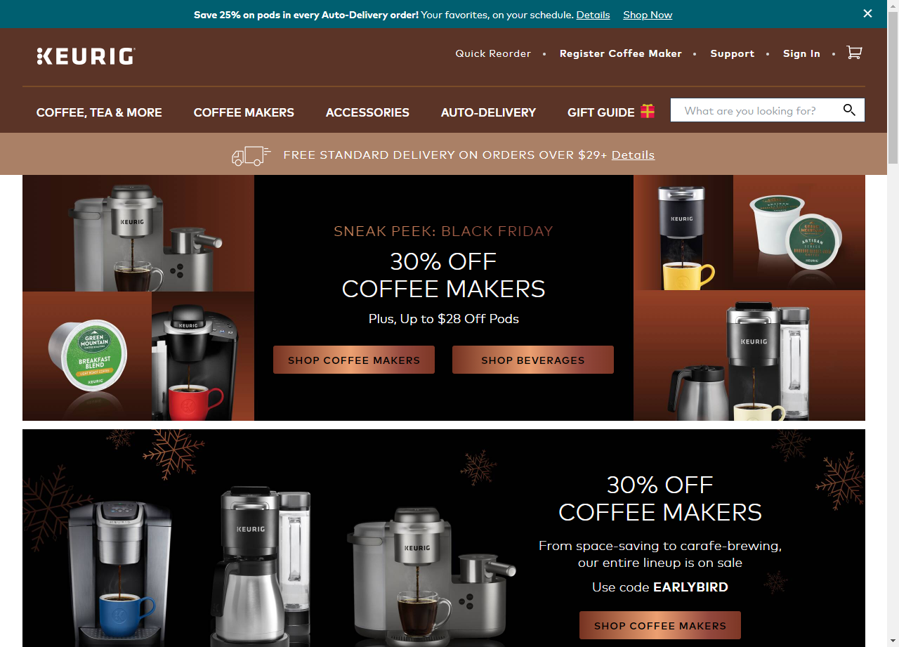 *Keurig.com* Sneak peek: Black friday  30% off coffee makers