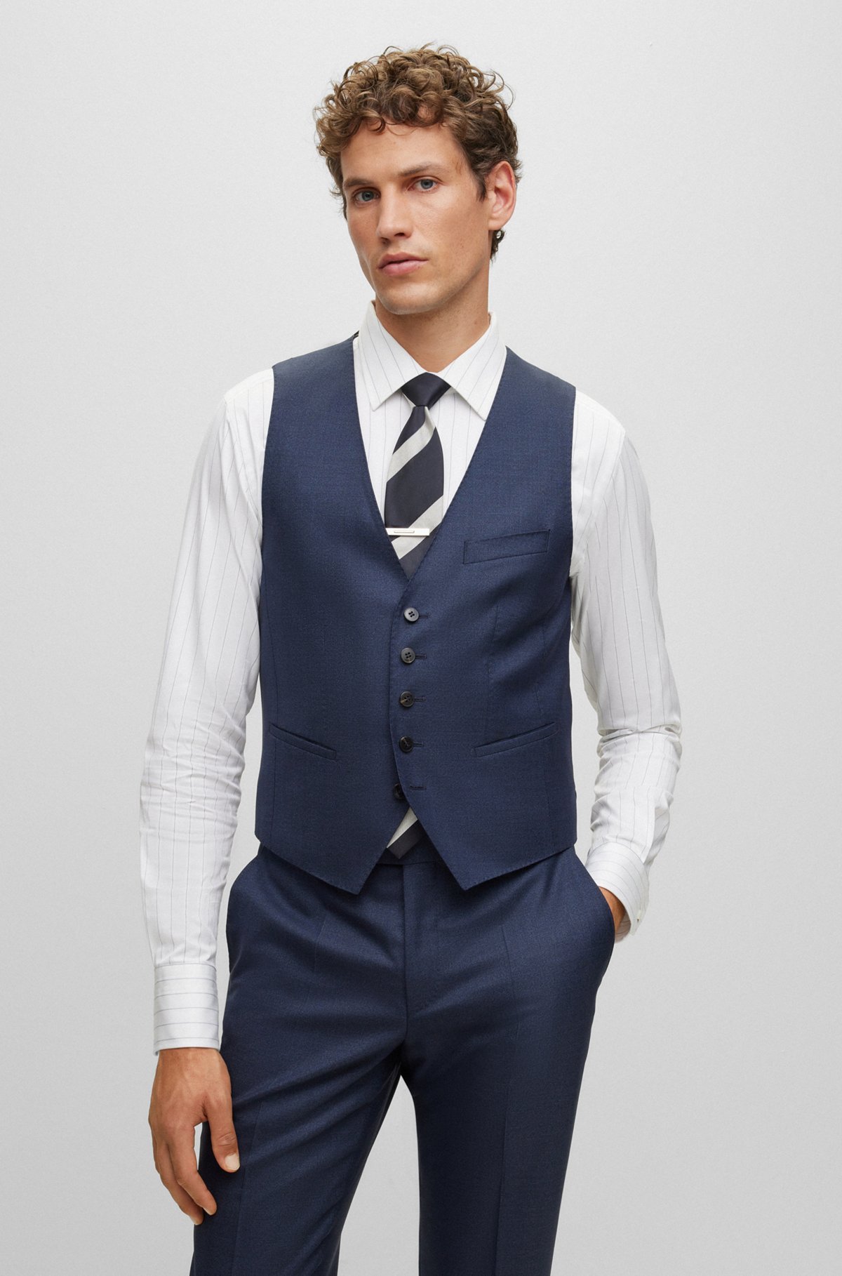 Hugo Boss three-piece slim-fit wool suit $1396