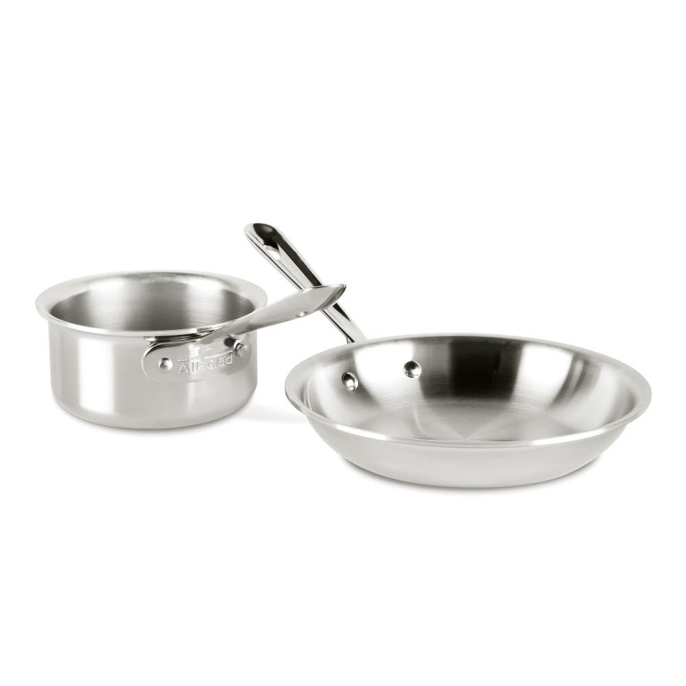 All Clad D3 Stainless 3-ply Bonded Cookware Set, 2 piece Kitchen Helper Set $99