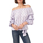Vince Camuto Floral Off the Shoulder Bubble Sleeve Top in Cool Lavender at Nordstrom, Size Xx-Small $24