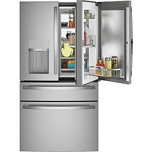 GE Profile - 27.9 Cu. Ft. 4-Door French Door Smart Refrigerator with Hands-Free AutoFill - Stainless Steel $1999.99