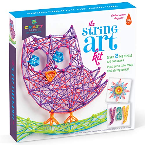 Craft-tastic DIY String Art – Craft Kit for Kids – Everything Included for 3 Fun Arts & Crafts Projects – Owl Series, Large $8.5