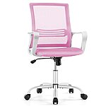 Ergonomic Home Office Desk Chair with Comfortable Lumbar Support, Mid Back, Padded Seat and Armrest, Rocking Mode, 360 Degree Swivel Rolling, Breathable Mesh, Pink $54.06