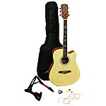 RockJam Premium Acoustic Guitar Kit, with Guitar Bag, Guitar Tuner, Guitar Stand, Plectrums &amp; Spare Strings - Natural $45.98