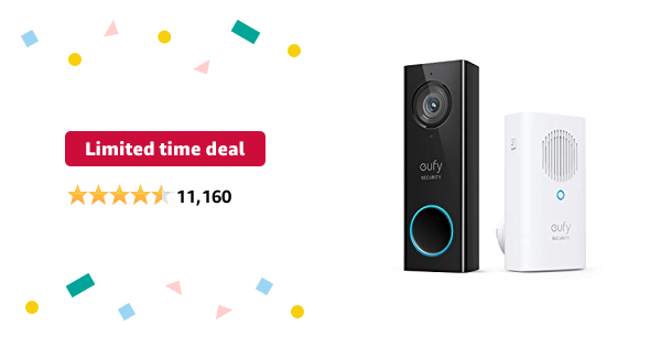eufy Security, Wi-Fi Video Doorbell, 2K Resolution (Hardwired) - $89.99