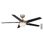 52" Hampton Bay Indoor Ceiling Fan w/ LED Light & Remote Control (Gold/Black) $99 + Free Shipping