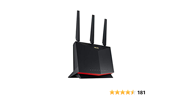 ASUS RT-AX86U AX5700 Dual Band + WiFi 6 Gaming Router, 802.11ax, up to 2500 sq ft & 35+ Devices, NVIDIA GeForce Now, Lifetime Free Internet Security, Mesh WiFi Support, 2.5G Port,