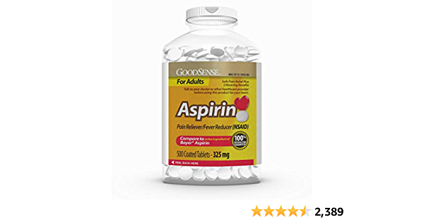 GoodSense Aspirin Pain Reliever & Fever Reducer (NSAID), 325 mg Coated Tablets - $2.99