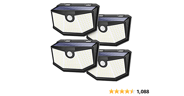 Solar Outdoor Lights - 4-Pack Super Bright 160 LEDs Motion Sensor Security Lights with 270° Wide Angle/3 Modes IP65 Waterproof Solar Powered Wall Lights for Patio Garden  - $16.99