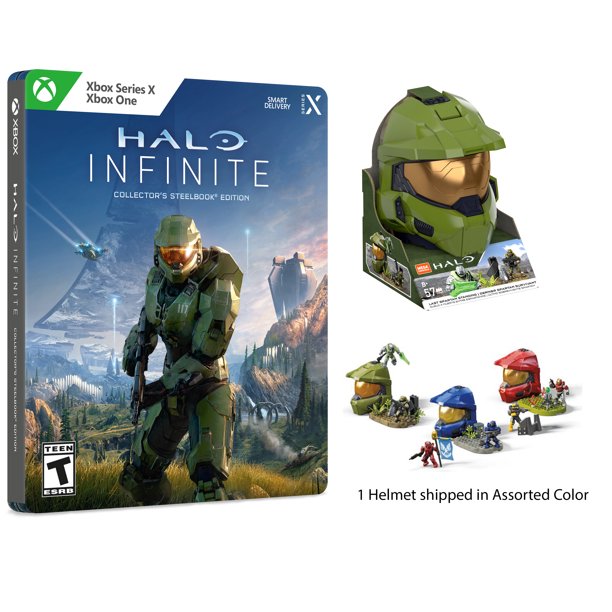 Halo Infinite Collector’s Steelbook® Edition + Mega Construx Assorted Color Halo Helmet, Microsoft, Xbox Series X, Xbox One $59.99