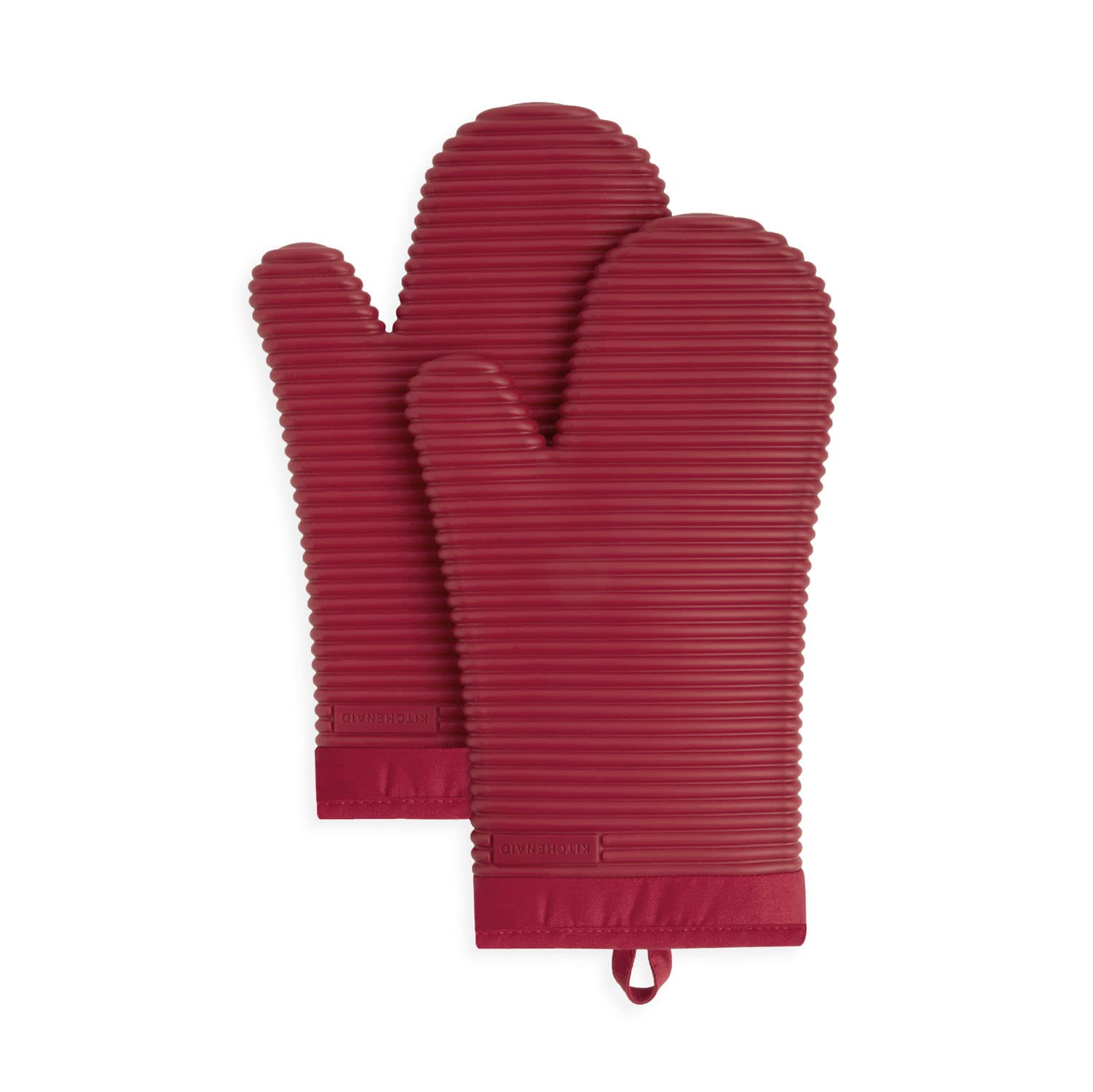 KitchenAid Ribbed Soft Silicone Oven Mitt Set, 7"x13", Passion Red 2 Count $8.55