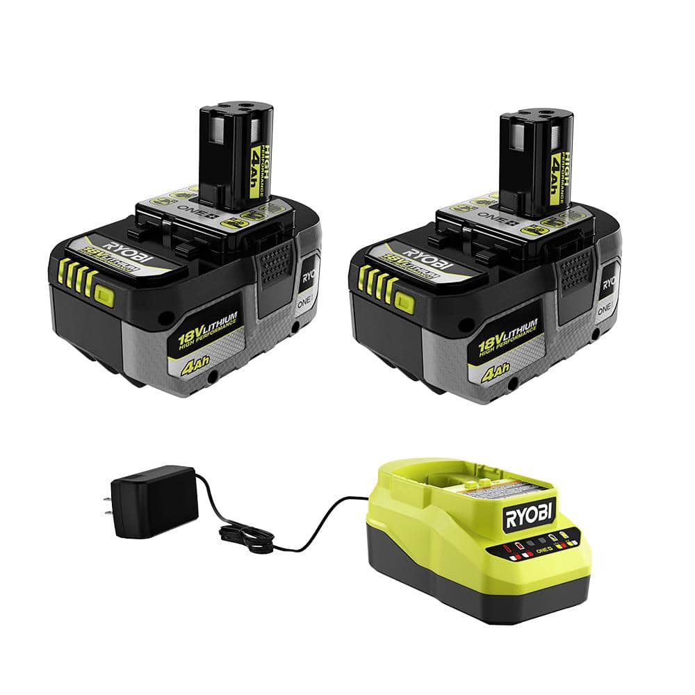 Ryobi ONE+ 18V HIGH PERFORMANCE Lithium-Ion 4.0 Ah Battery (2-Pack) with 18V Lithium-Ion Charger $129 at Home Depot