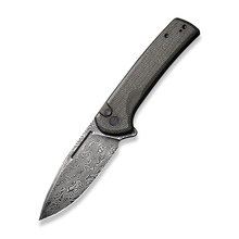 Civivi Conspirator Folding Knife Dark Green Micarta Handle Damascus Plain Edge Black Hand Rubbed Finish C21006-DS1 - $86.40