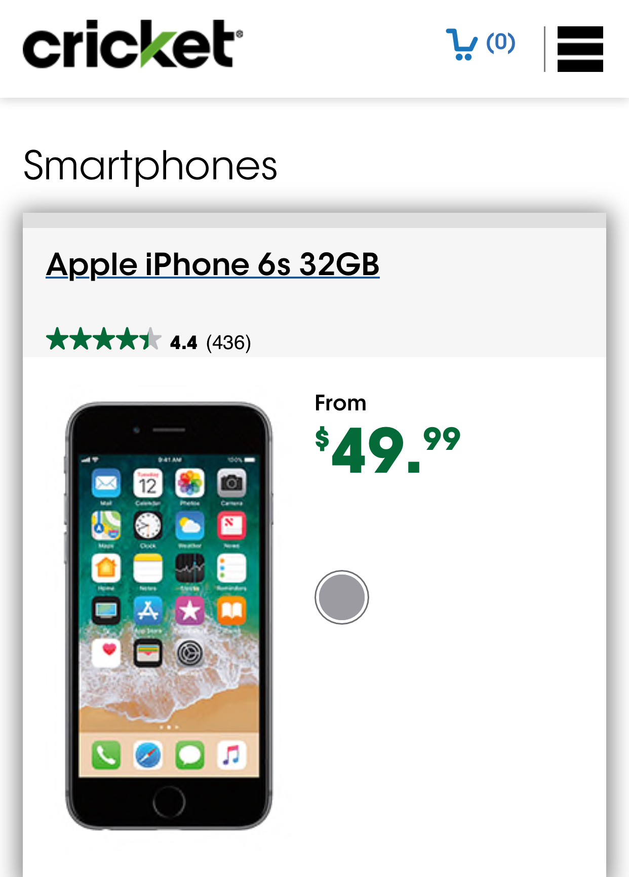 Apple 6s 32 GB $49.99 Cricket Wireless